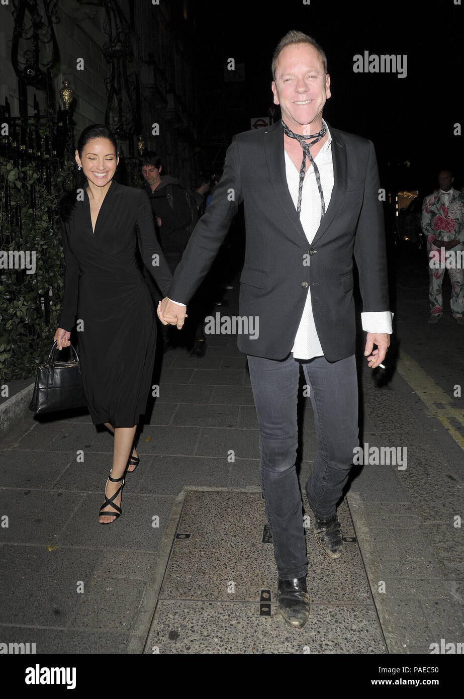 Kiefer Sutherland out and about in Mayfair  Featuring: Kiefer Sutherland, Cindy Vela Where: London, United Kingdom When: 21 Jun 2018 Credit: WENN.com Stock Photo