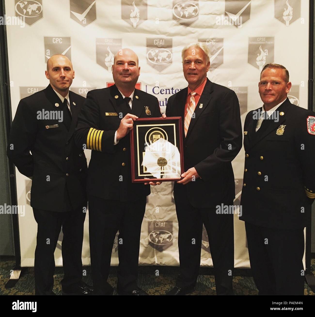 From left to right, Nick Christensen, 60th Civil Engineer Squadron fire