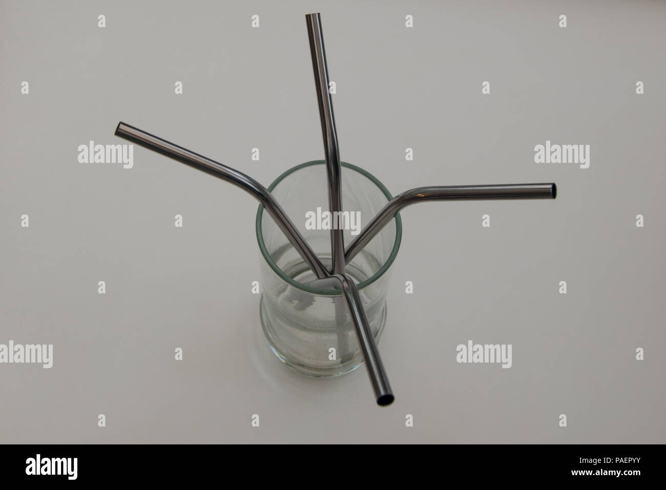 Stainless steel straws in glass container Stock Photo Alamy