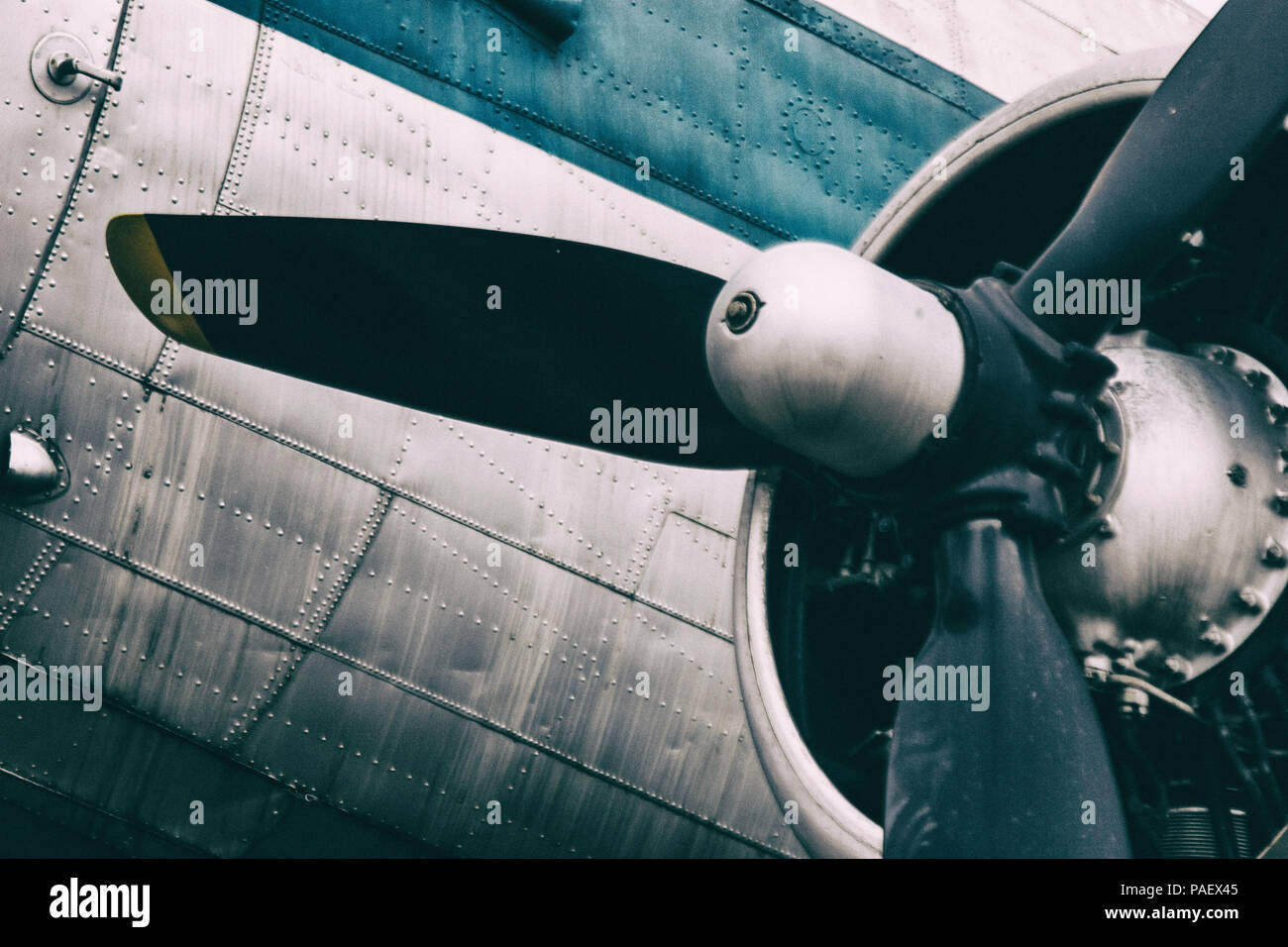 Background of a propeller engine of vintage metal plane Stock Photo - Alamy
