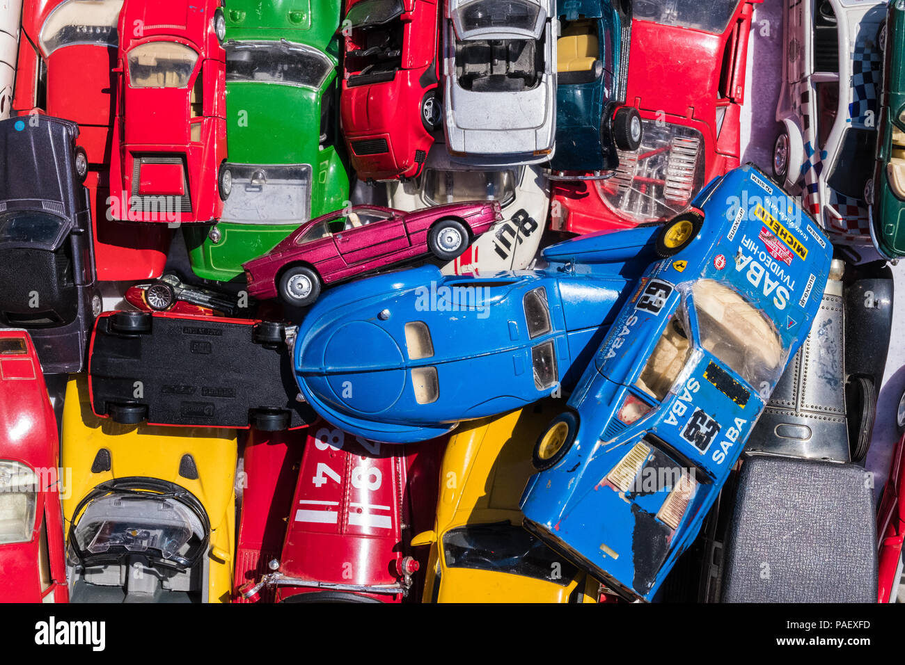Colorful old car toys Stock Photo Alamy