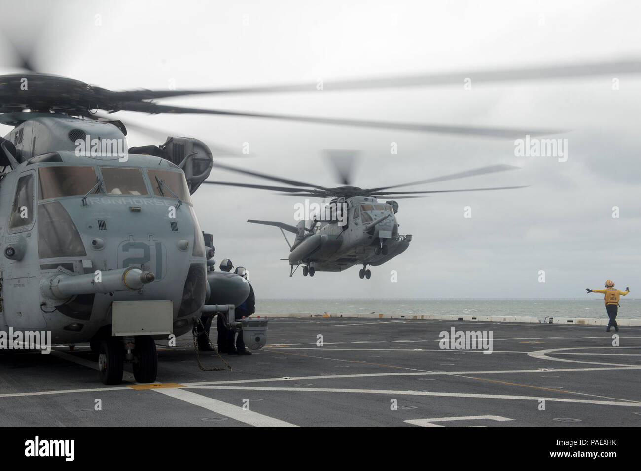 BAY (Oct. 5, 2016) A CH-53E Sea Stallion helicopter assigned to the ...