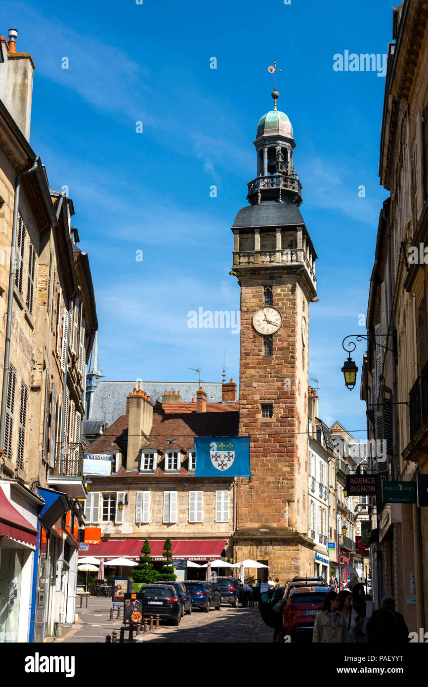 Tour Jacquemart clock tower, Moulins, Allier department, Auvergne-Rhône-Alpes, France Stock Photo