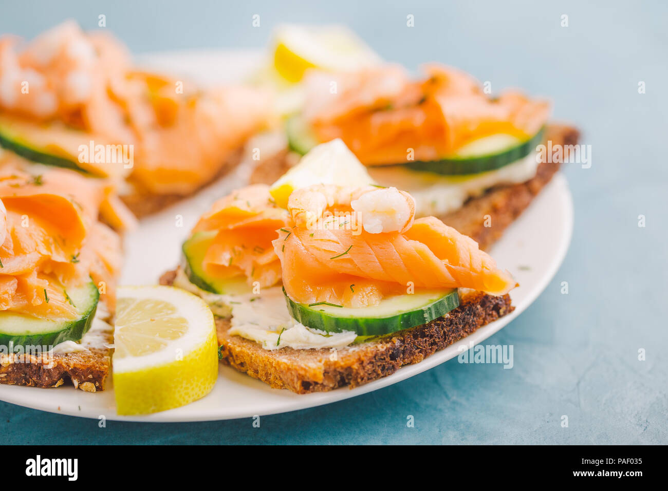 Smoked Salmon Cottage Cheese Cream On Toast Stock Photos Smoked