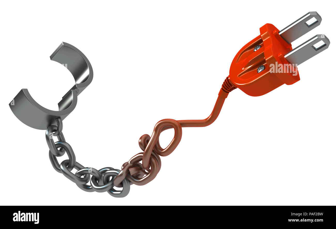 Shackles chain metal transforming turning into electric power cable
