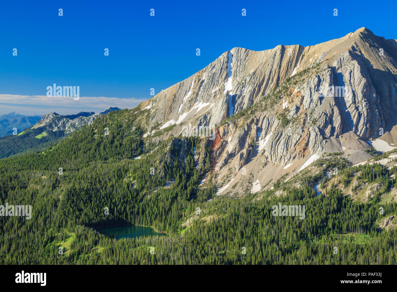sacagawea peak in the bridger mountains above fairy lake near bozeman