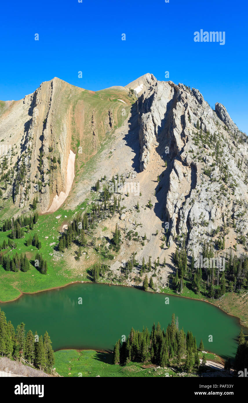 frazier lake below the bridger mountains near bozeman, montana Stock