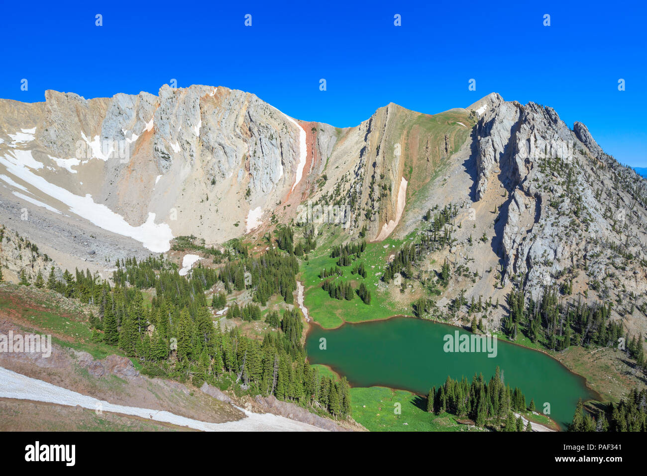 frazier lake below the bridger mountains near bozeman, montana Stock