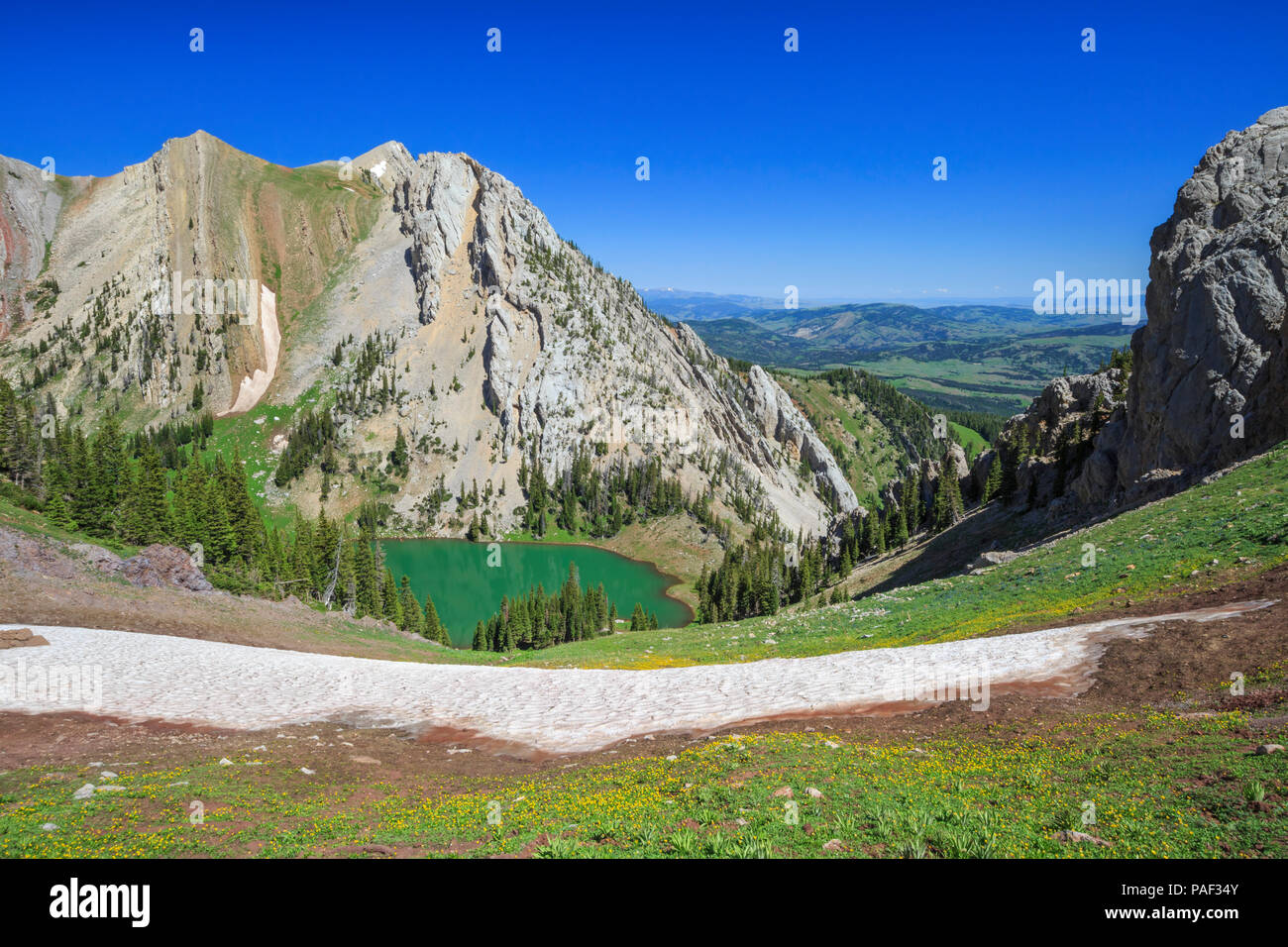 frazier lake below the bridger mountains near bozeman, montana Stock