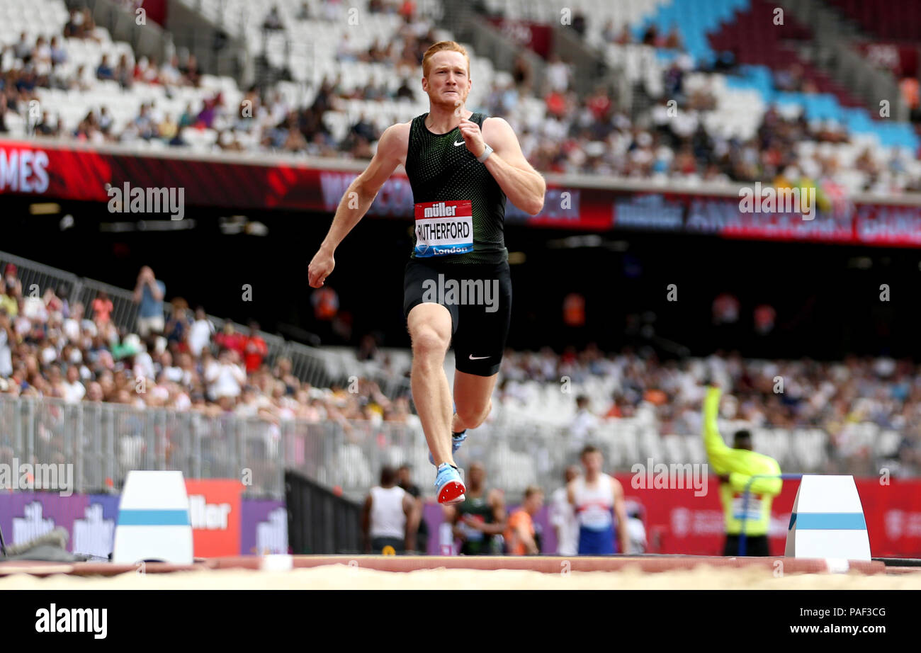 Great Britain's Greg Rutherford fails his second attempt at clearing a ...