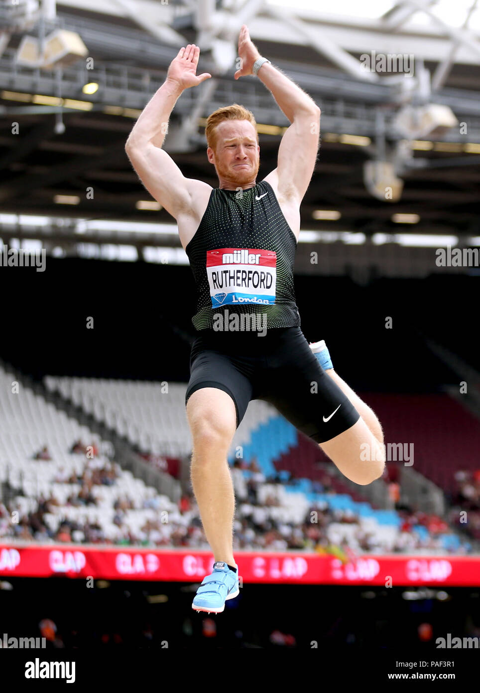 Great Britain's Greg Rutherford competes in the Men's Long Jump during ...