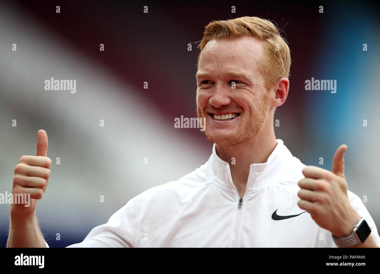 Greg Rutherford Hand Great Britain's Greg Rutheford gestures to the crowd after day two of ...