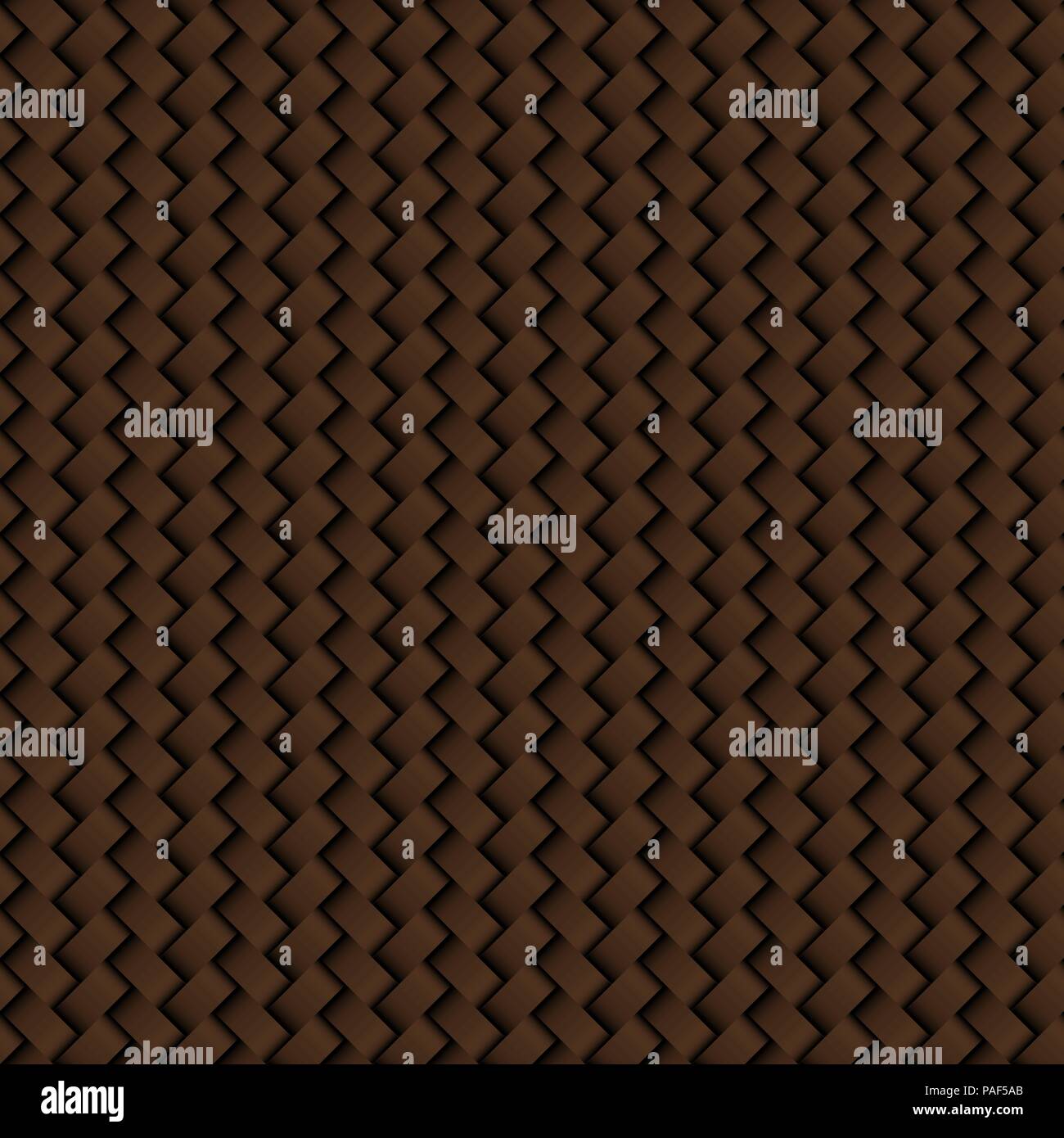 Texture of brown leather weave seamless pattern. Vector background. Stock Vector