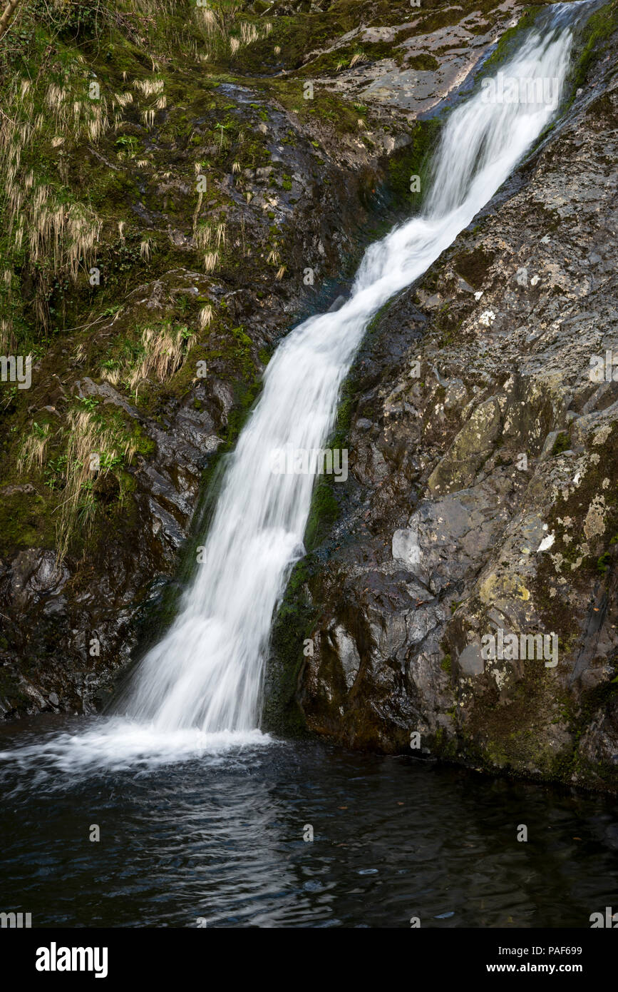 Waterfall on the Afon Dulyn near TalyBont, Conwy, North Wales, UK