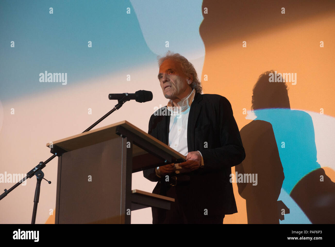 Director Abel Ferrara and director Philipp Gröning at a photocall at Filmfest München 2018 Stock Photo