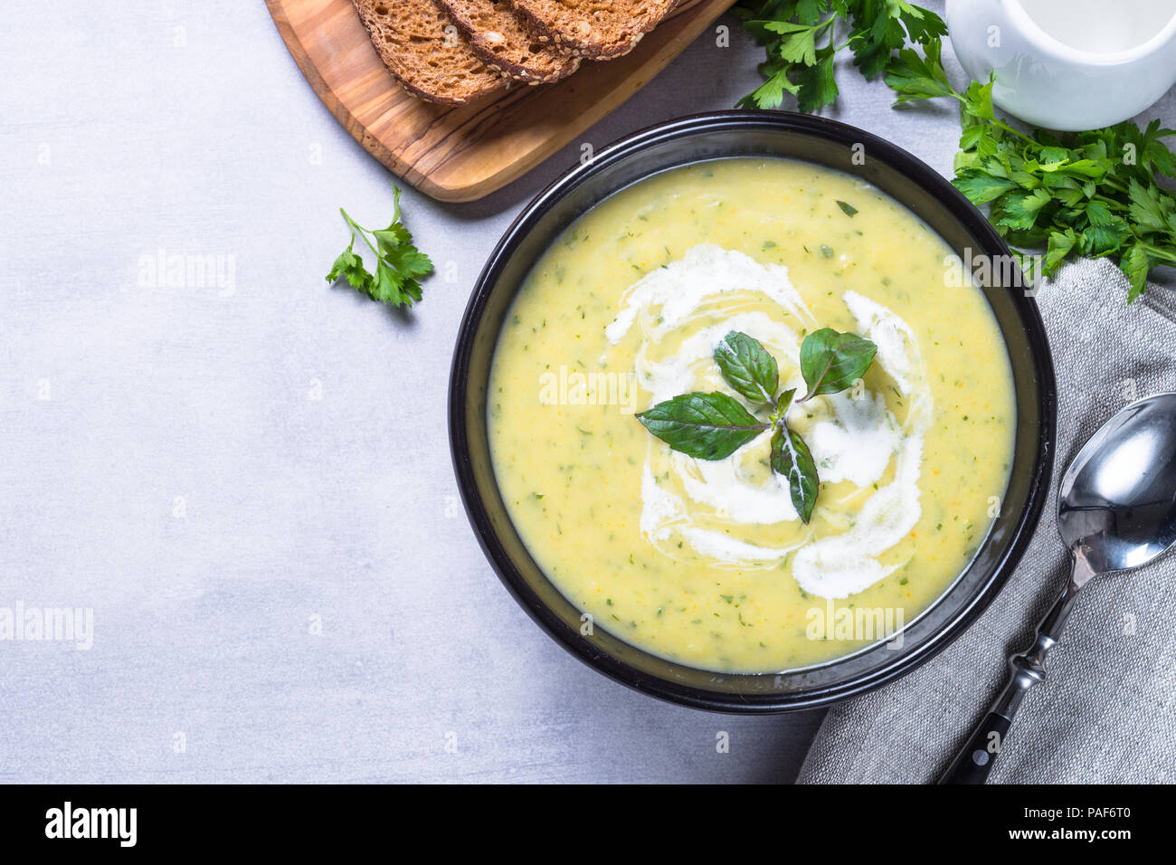 Zucchini cream soup puree Stock Photo Alamy