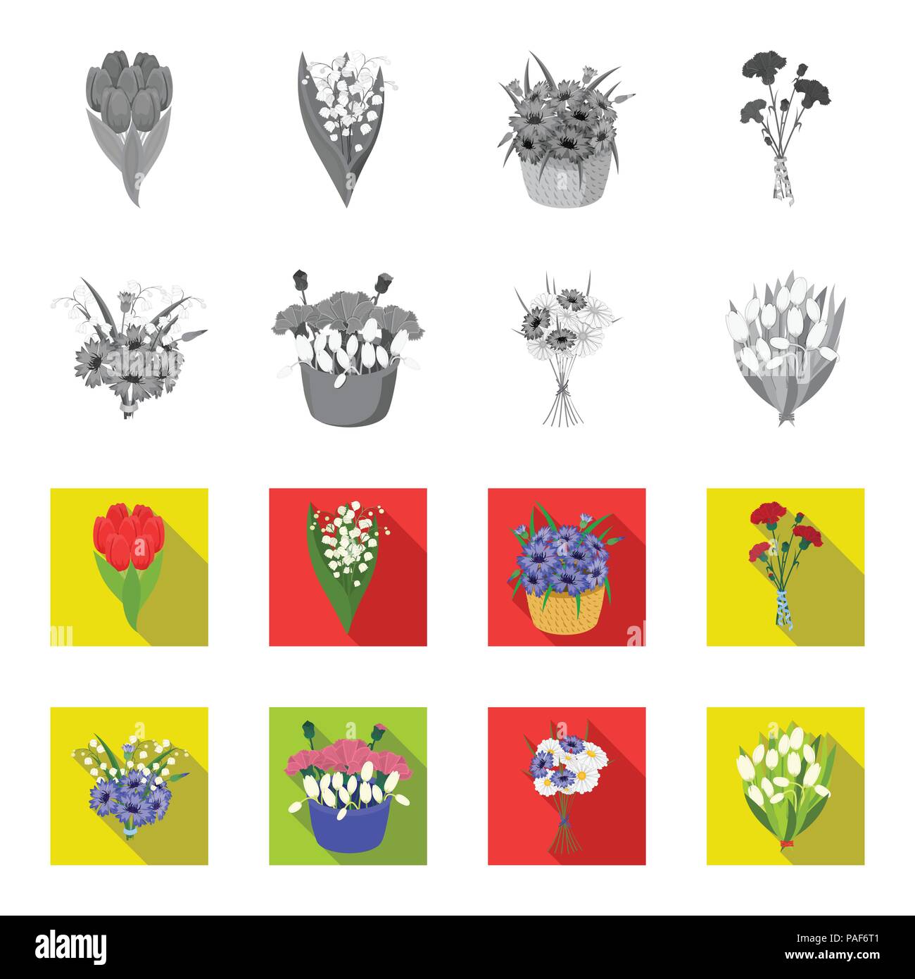 A bouquet of fresh flowers monochrome,flat icons in set collection for ...