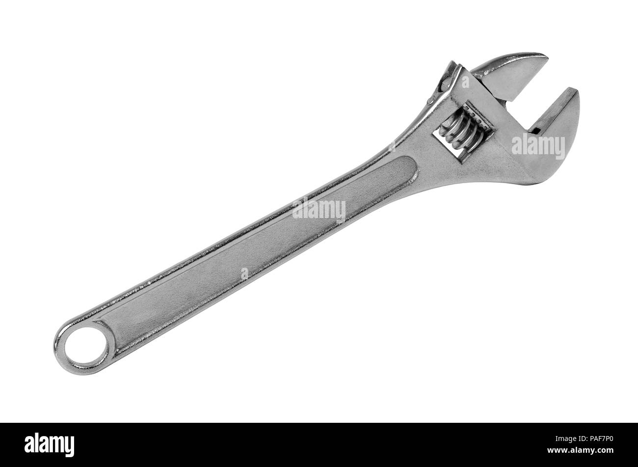 horizontal photo hardware adjustable wrench, close up on white background Stock Photo