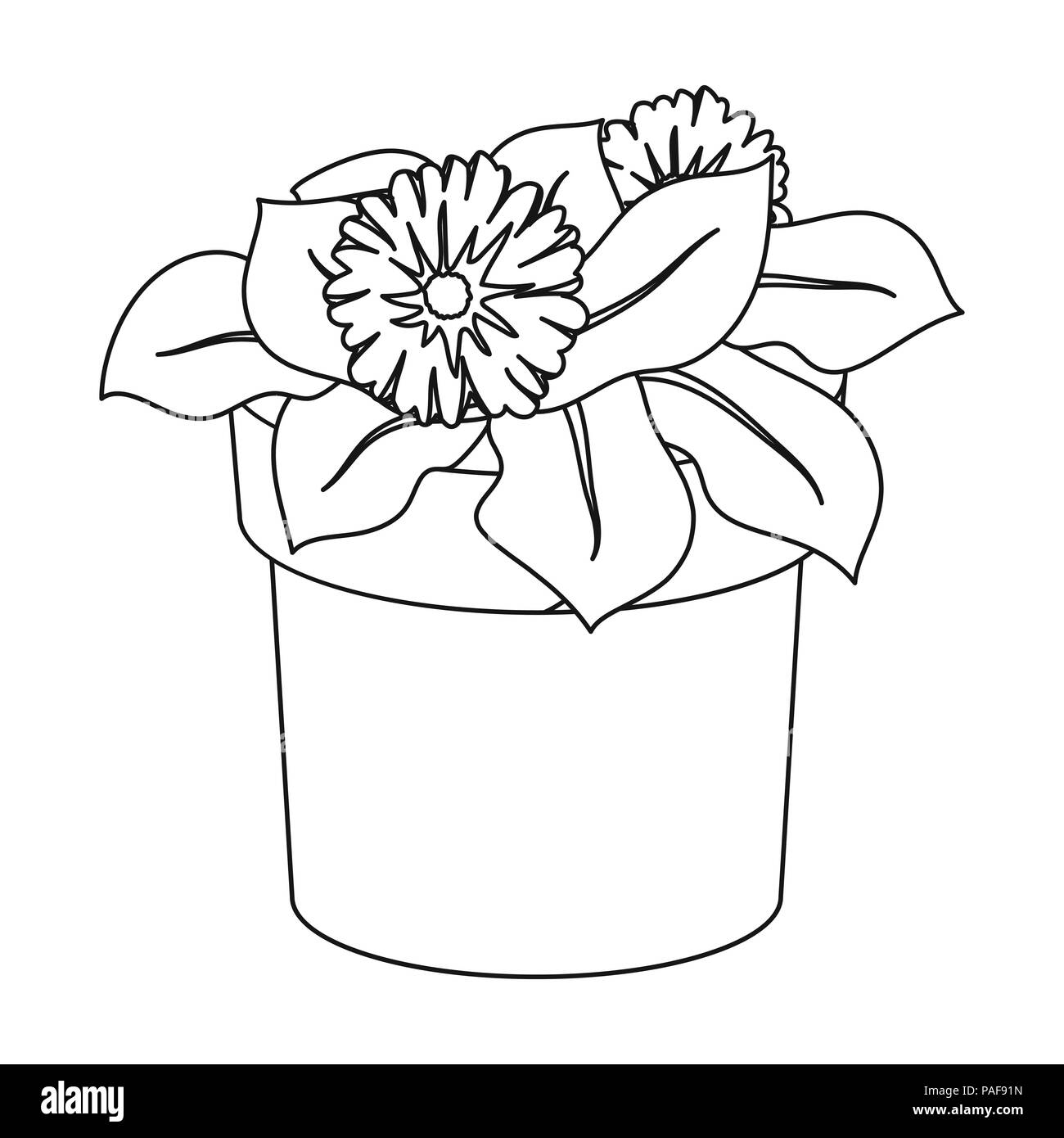 Flower in the pot icon in outline design isolated on white background. Bio  and ecology symbol stock vector illustration Stock Vector Image & Art -  Alamy