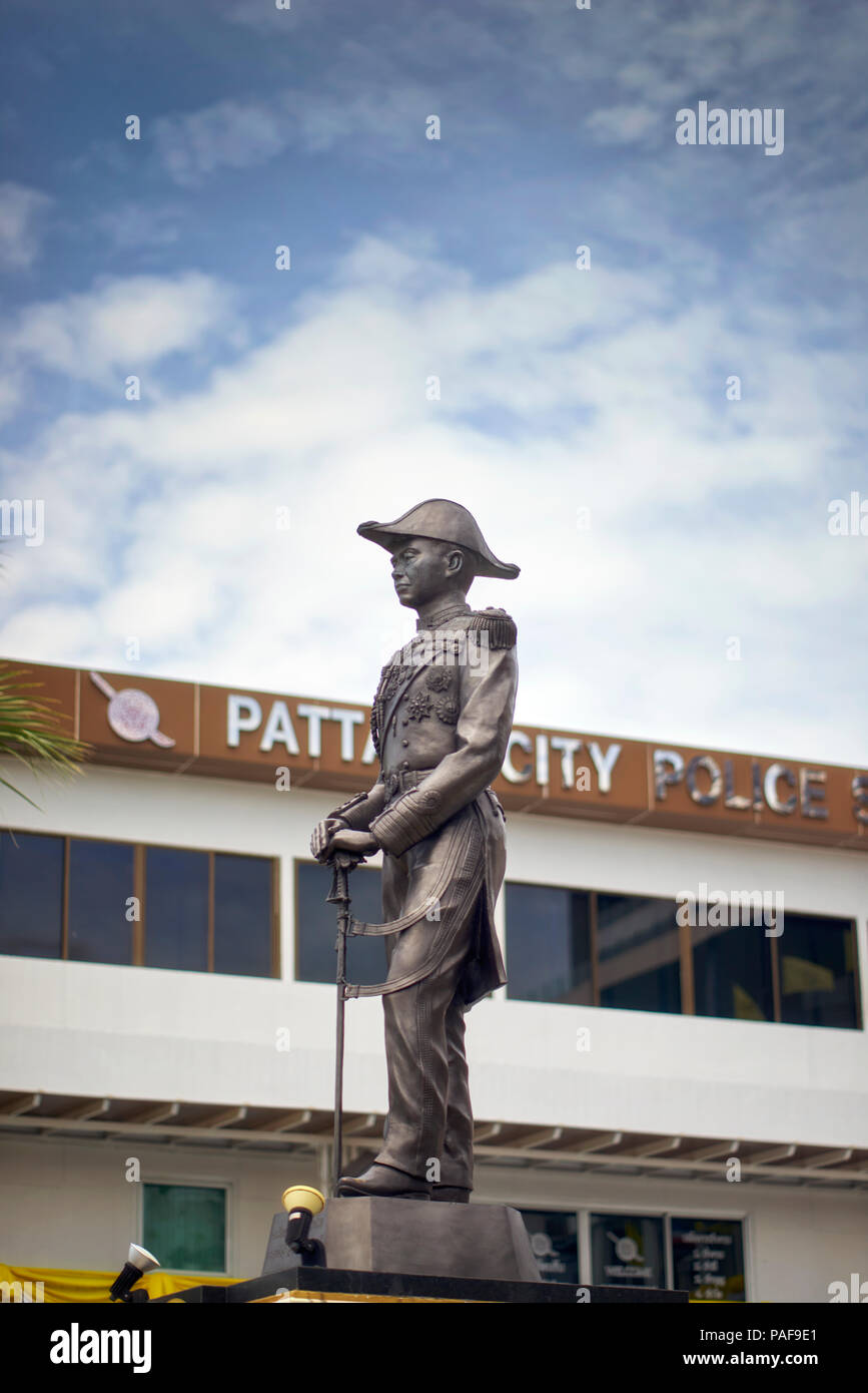 Pattaya Police station Bronze statue Stock Photo