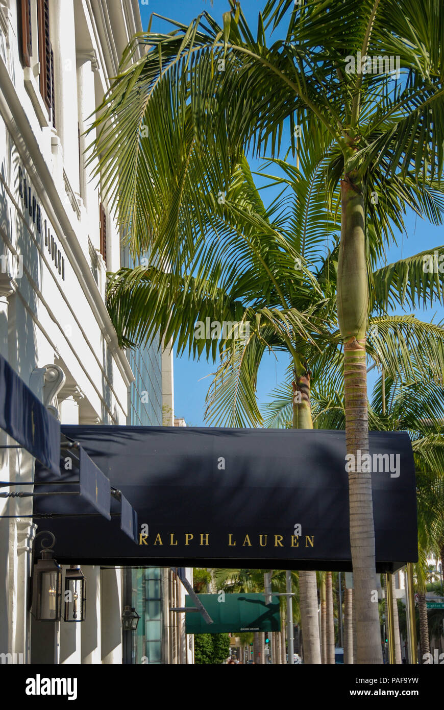 Close up of the canopy over the entrance to the Ralph Lauren designer store  in Rodeo Drive, Beverly Hills, Los Angeles Stock Photo - Alamy