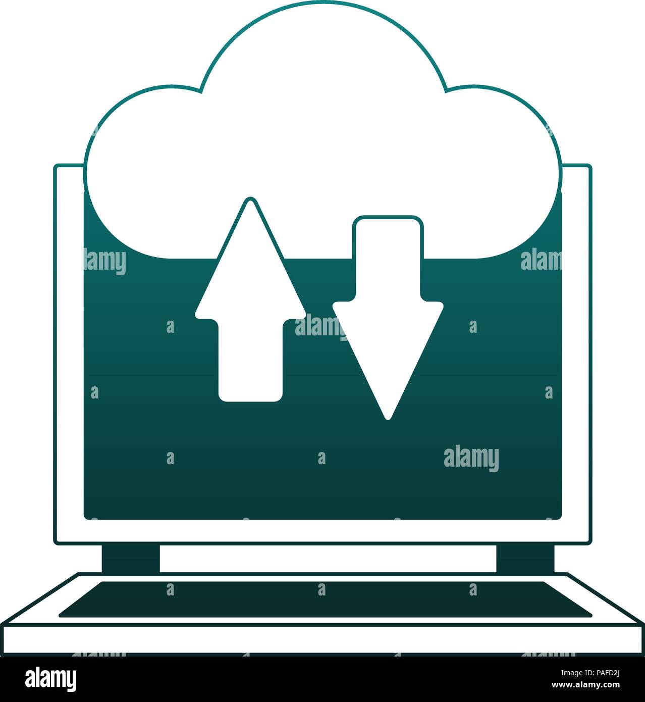 Laptop with cloud computing vector illustration graphic design Stock ...