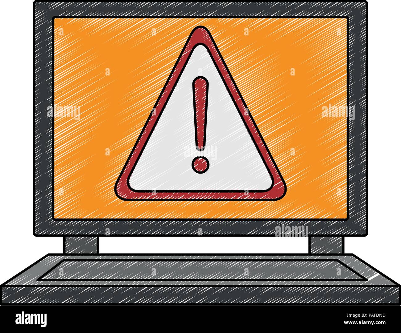 Computer with attention sign on screen vector illustration graphic ...