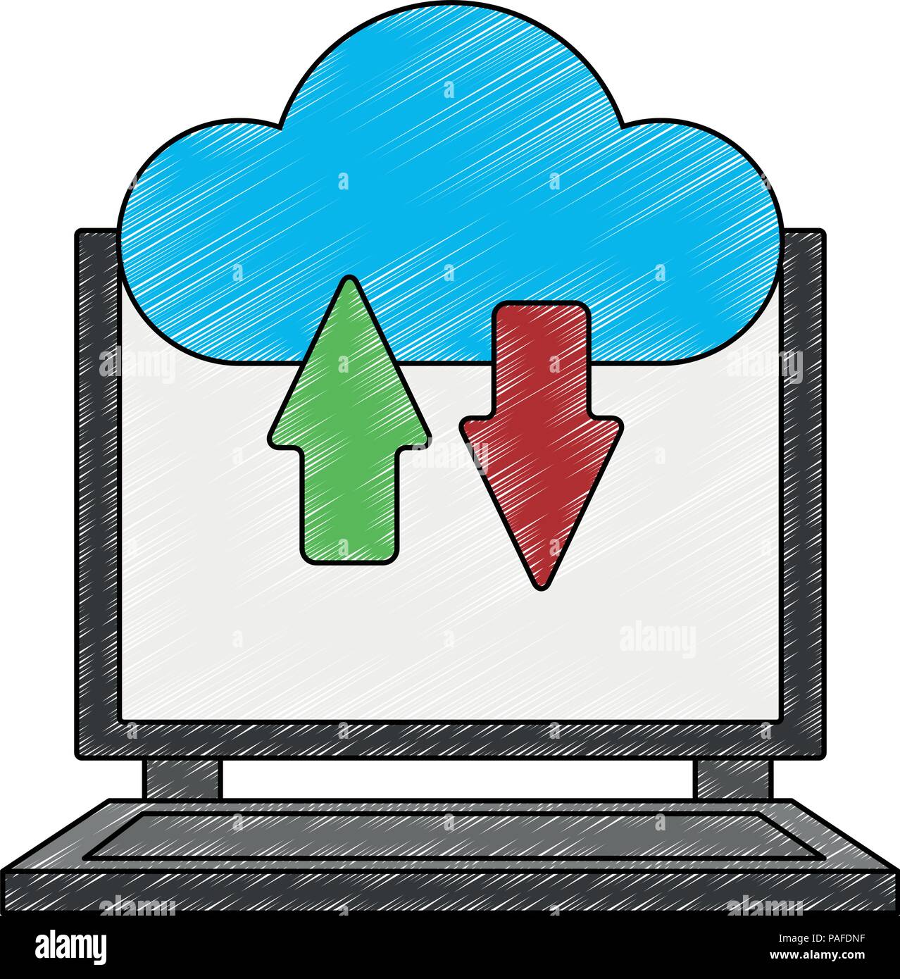 Laptop with cloud computing vector illustration graphic design Stock ...