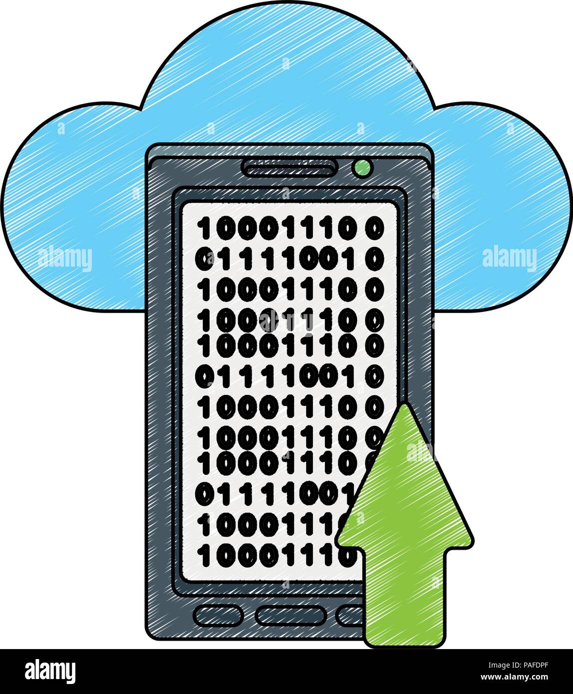 smartphone with cloud computing vector illustration graphic design ...