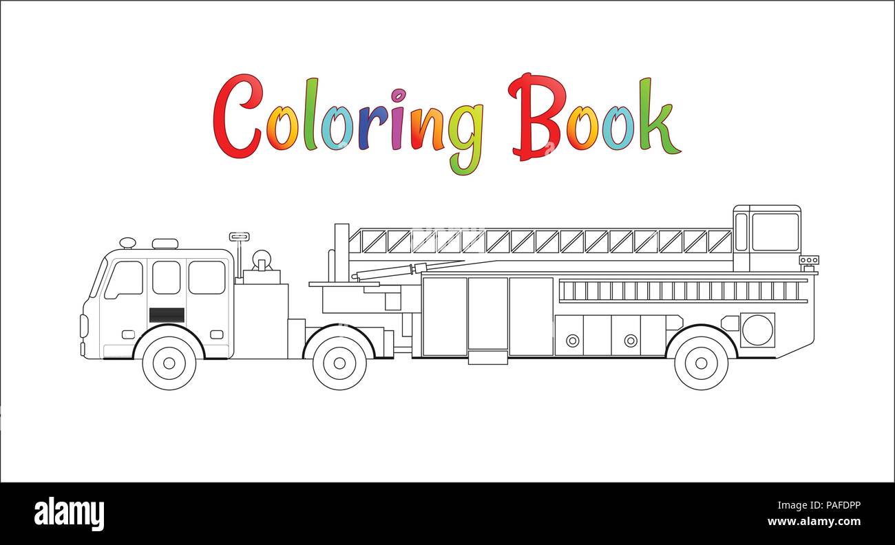 Fire truck coloring book vector. Coloring pages for kids Vector illustration eps 10. Stock Vector