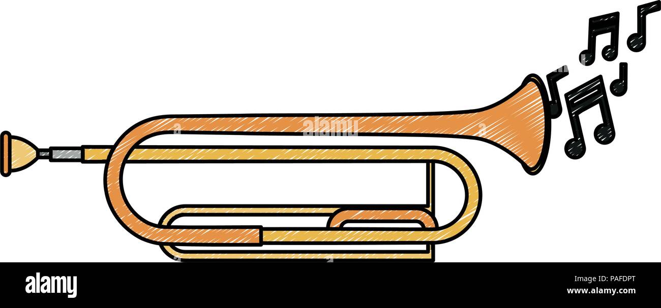 Trumpet music instrument vector illustration graphic design Stock
