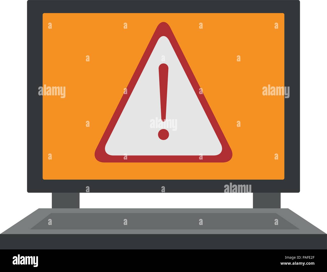 Computer with attention sign on screen vector illustration graphic ...