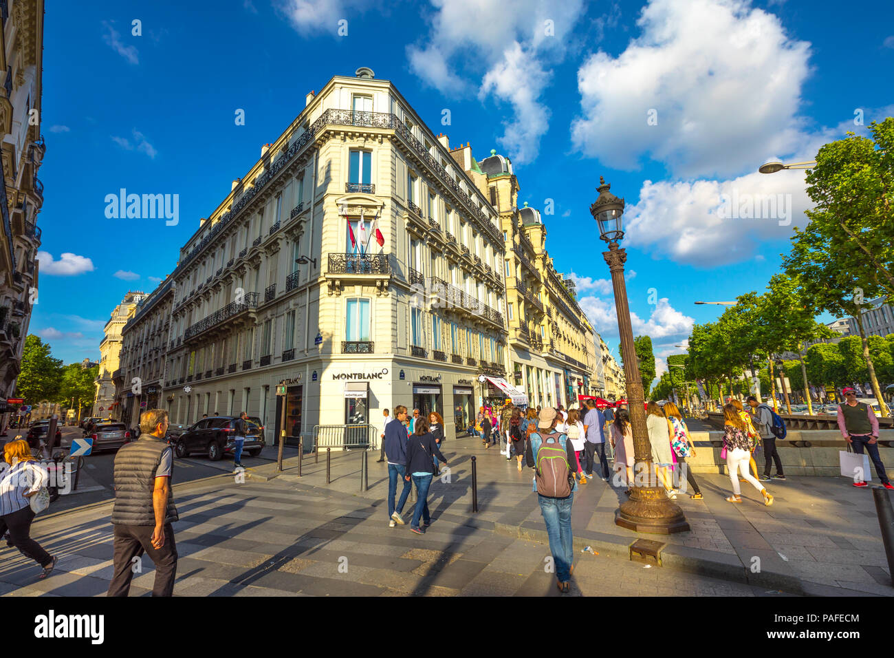 Paris, France July 2, 2017 Crosswalk on the most famous avenue in
