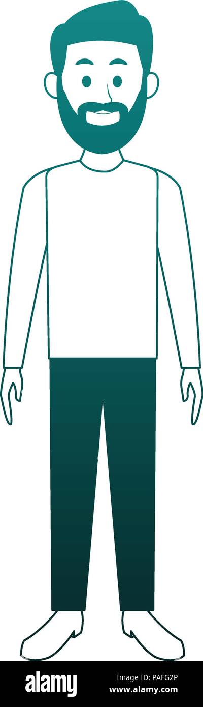 Young man with beard and casual clothes cartoon vector illustration ...