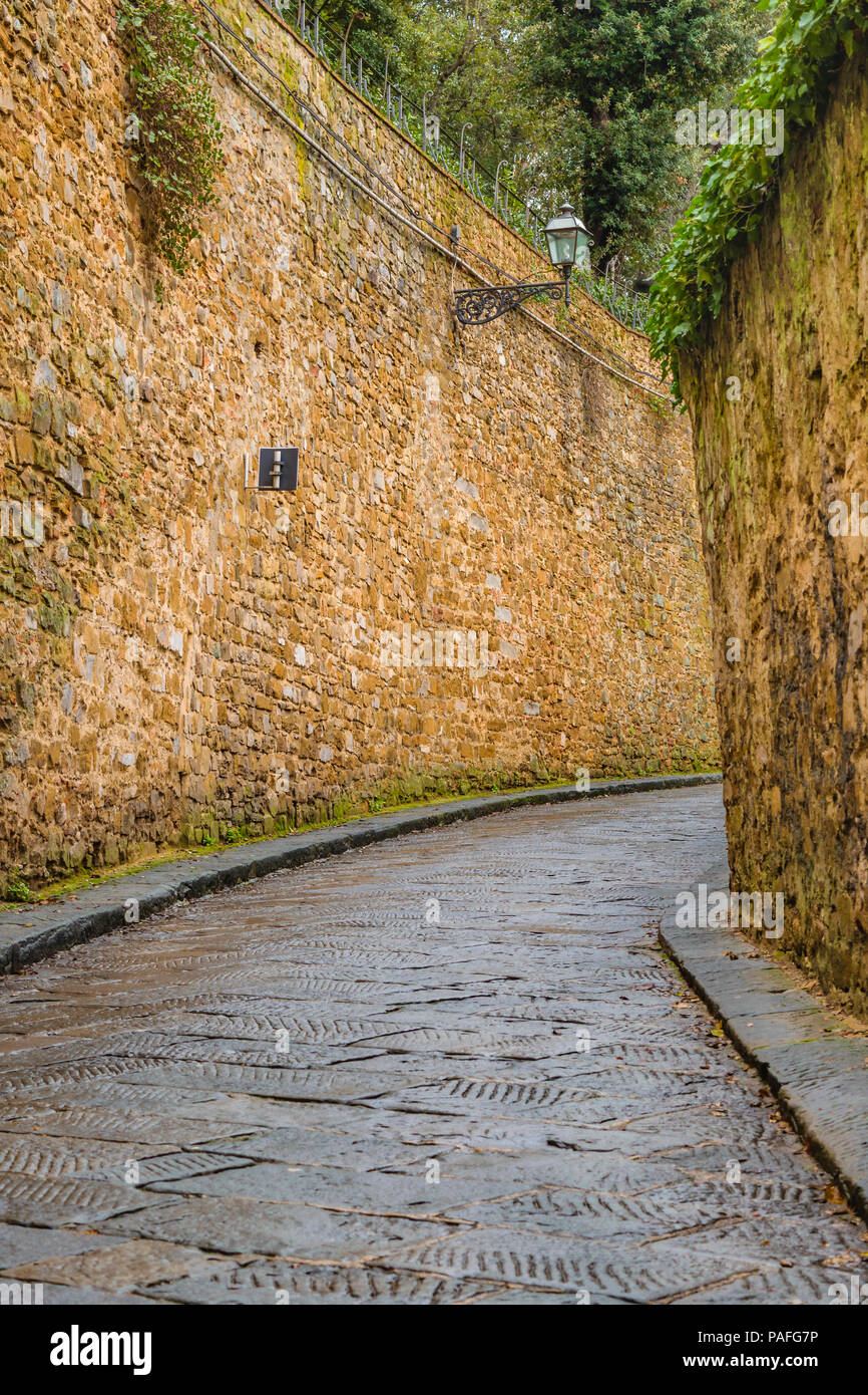 Historic center of Florence Oltrarno district urban street view Stock