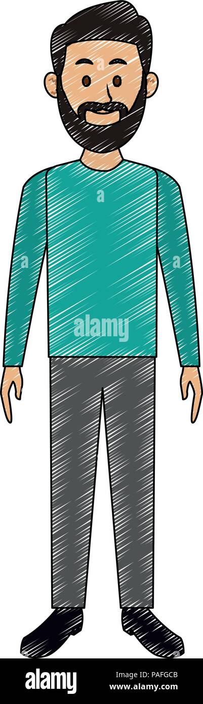 Young man with beard and casual clothes cartoon vector illustration ...
