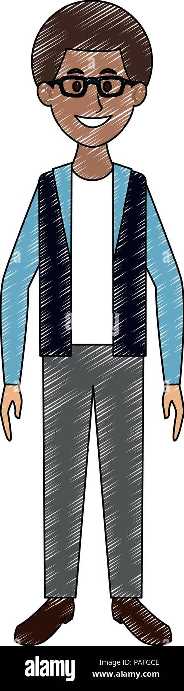 Young black man with glasses and afro vector illustration graphic ...
