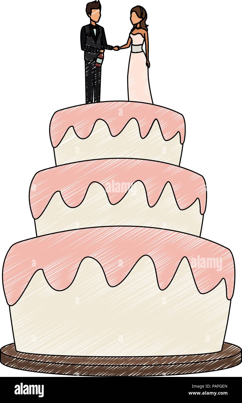 Wedding cake on table cartoon vector illustration graphic design ...