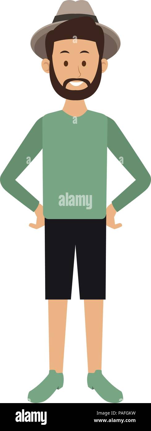 Young man with beard and casual clothes cartoon vector illustration ...