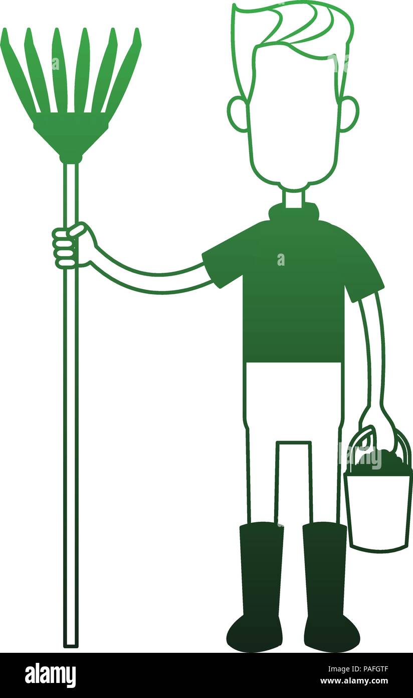 Farmer Man Rake Farmer man with rake vector illustration graphic design Stock Vector ...