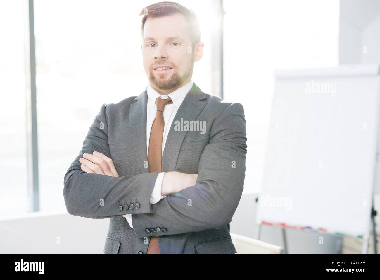 Confident Entrepreneur Posing in Office Stock Photo