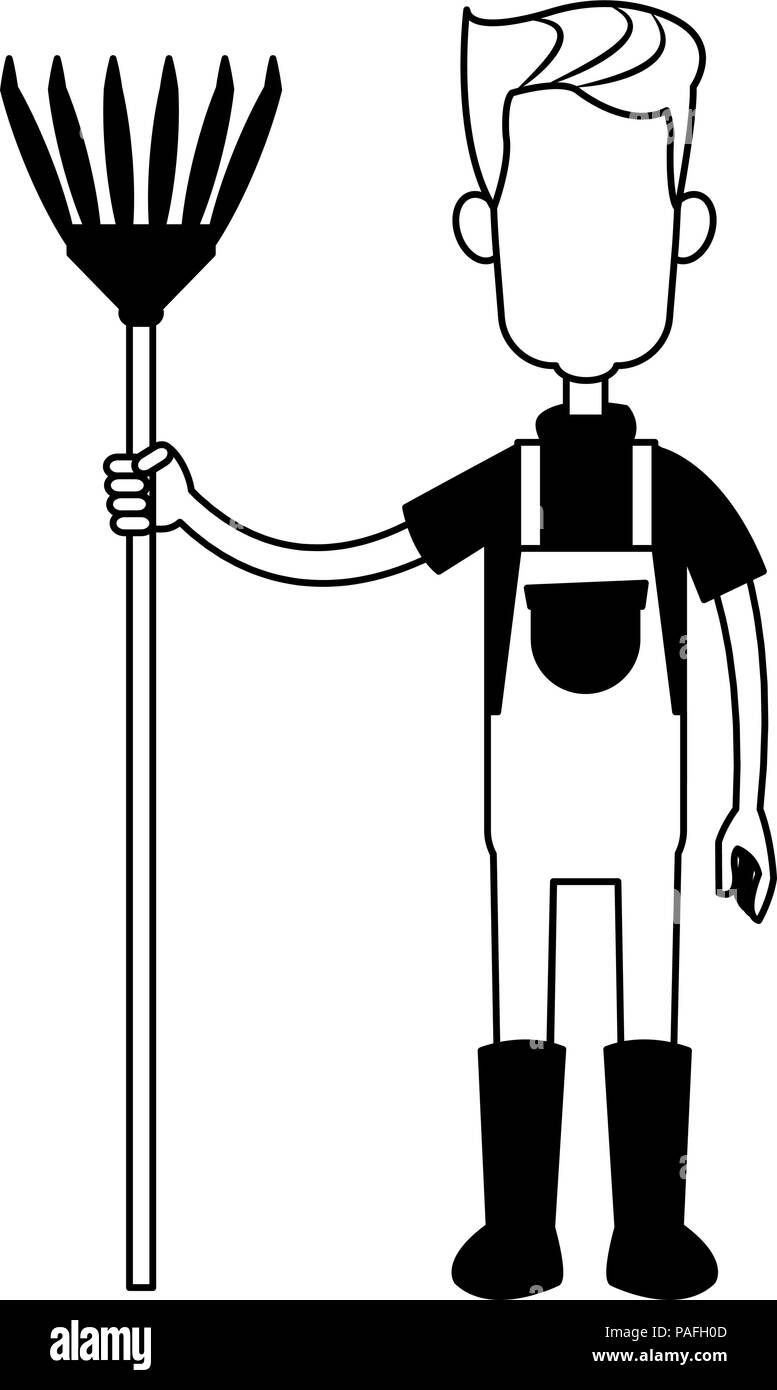 Farmer man with rake vector illustration graphic design Stock Vector ...