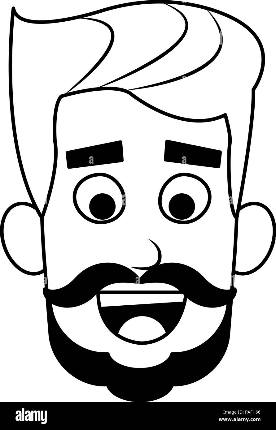 Young Man Face With Beard Cartoon Vector Illustration Graphic Design Stock Vector Image Art Alamy