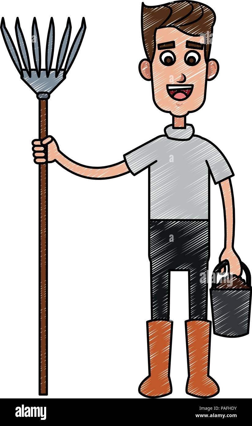 Farmer Man Rake Farmer man with rake vector illustration graphic design Stock Vector ...