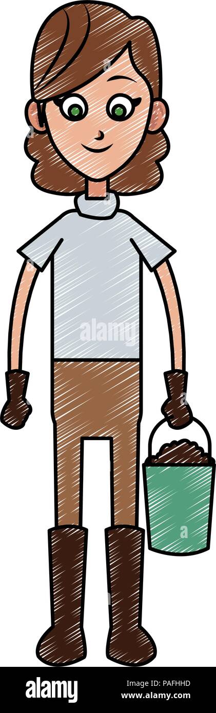 Woman farmer cartoon vector illustration graphic design Stock Vector ...