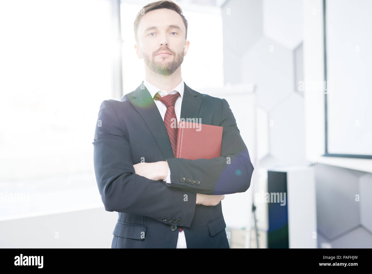 Handsome Businessman Posing in Office Stock Photo