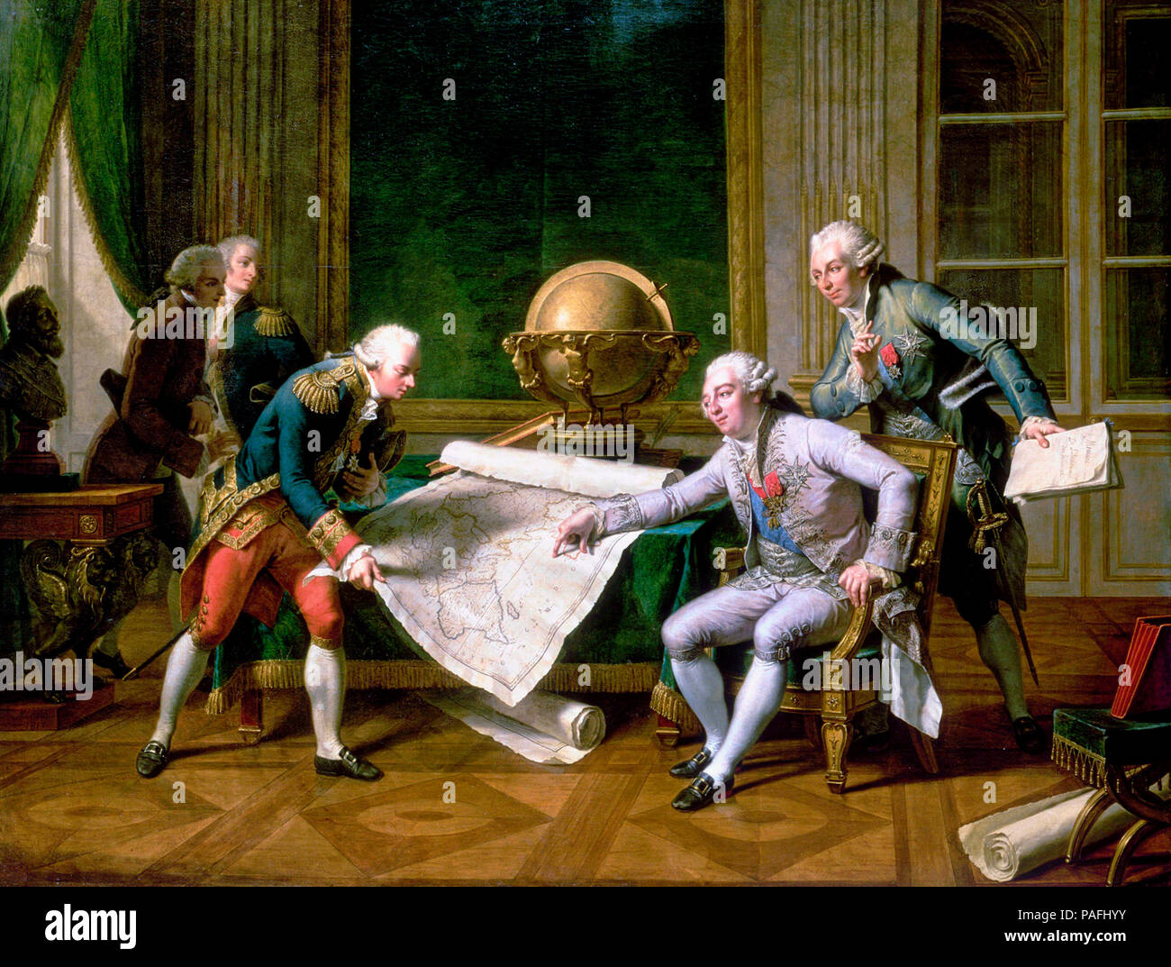 Louis XVI giving instructions to La Perouse, June 29, 1785 - Nicolas-André Monsiau, 1817 Stock Photo