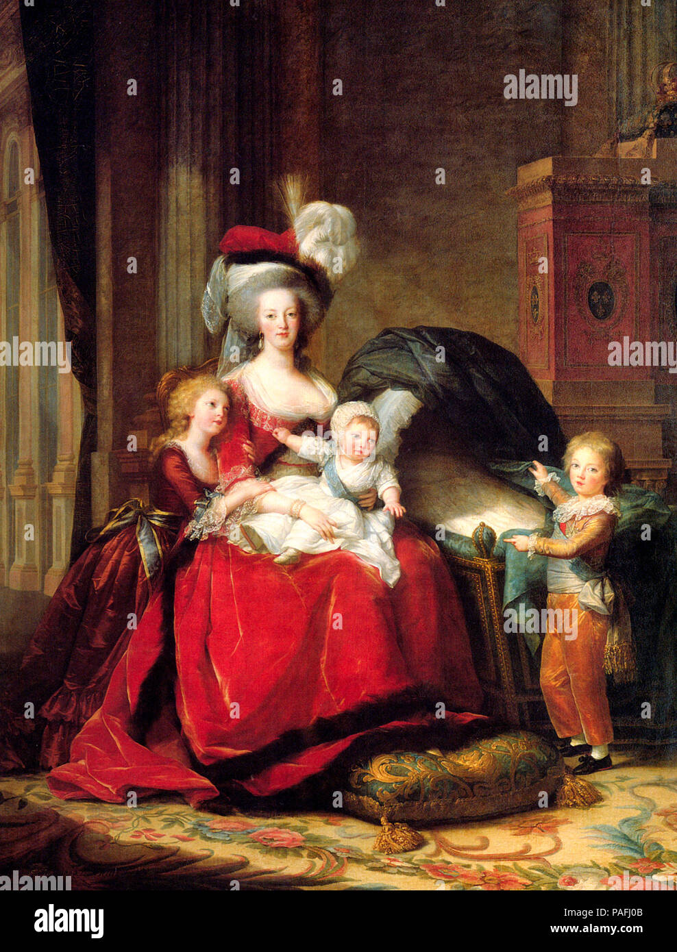 Marie Antoinette and her Children by Ã‰lisabeth VigÃ©e-Lebrun, 1787 Stock Photo