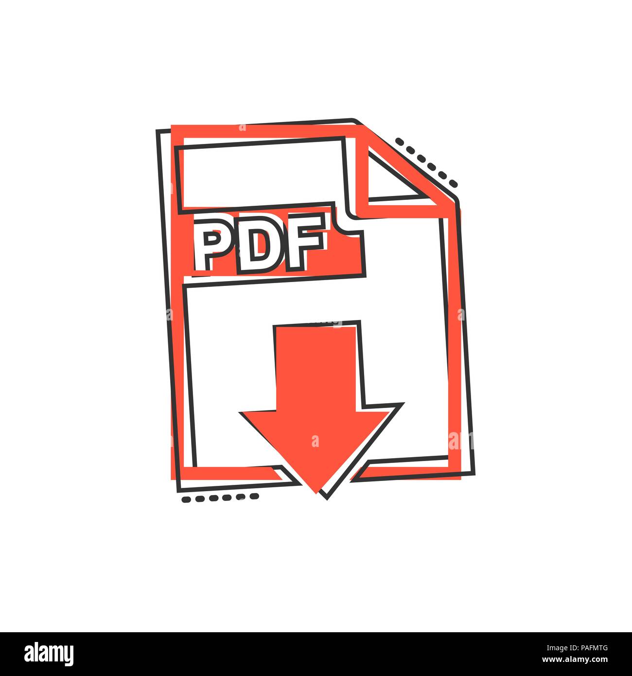 Vector cartoon PDF download icon in comic style. PDF format sign ...