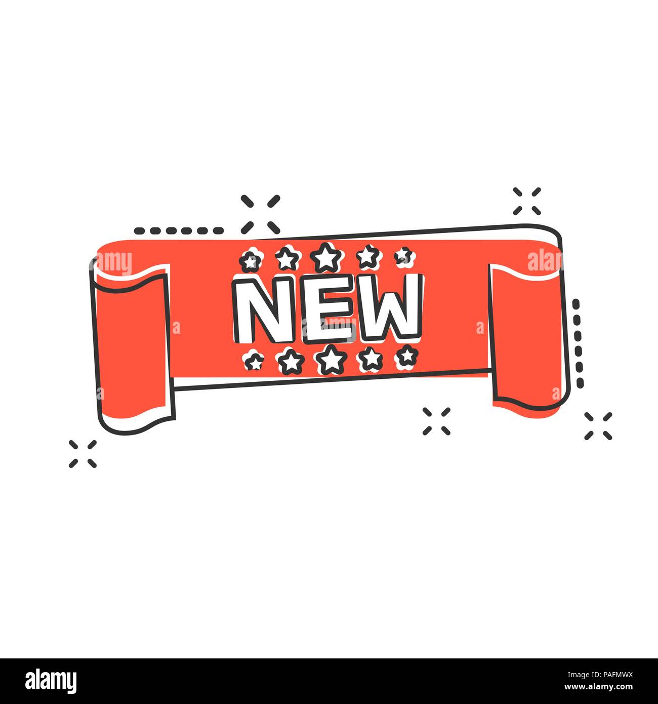 Vector cartoon new ribbon icon in comic style. Discount, new arrival  sticker label sign illustration pictogram. New ribbon business splash  effect conc Stock Vector Image & Art - Alamy